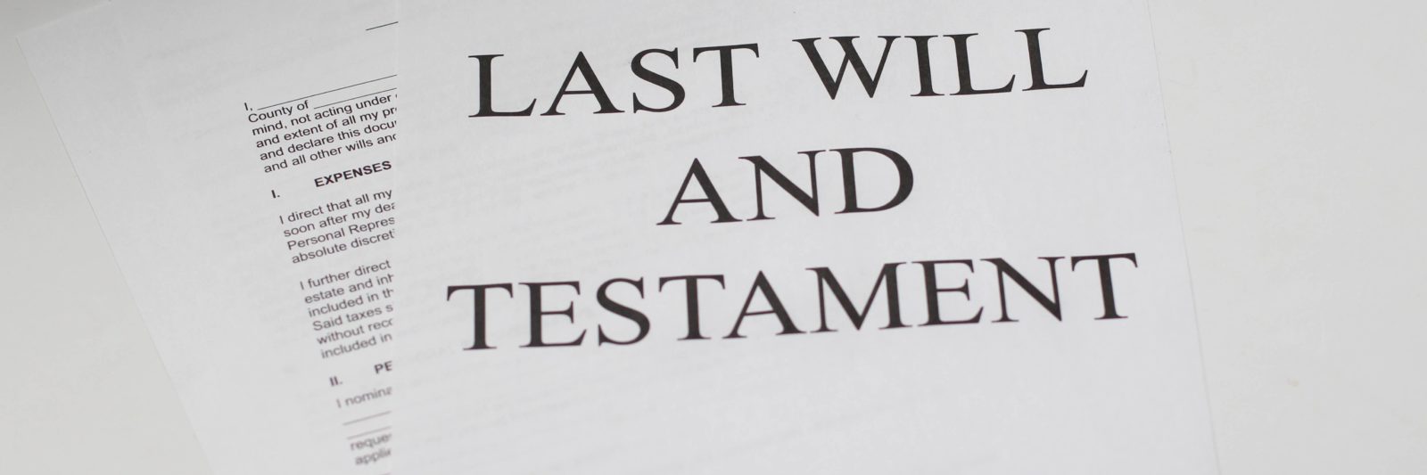 close up view of last will and testament document